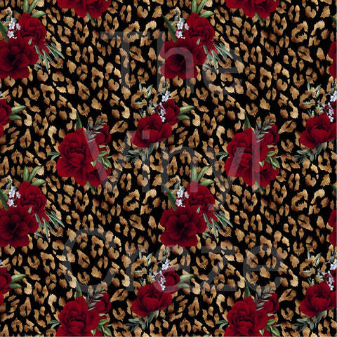 Red Flower Cheetah Adhesive Vinyl