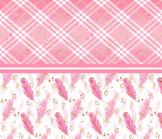 Pink Plaid And Feather Wrap