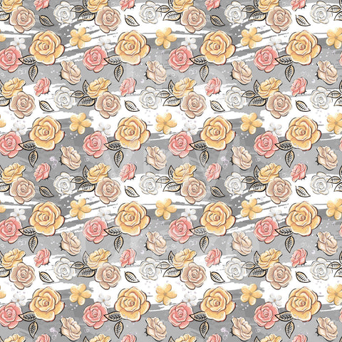 Flowers On Gray Swish Adhesive Vinyl