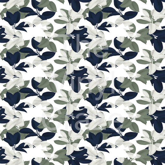 Blues And Greens Floral Background Adhesive Vinyl