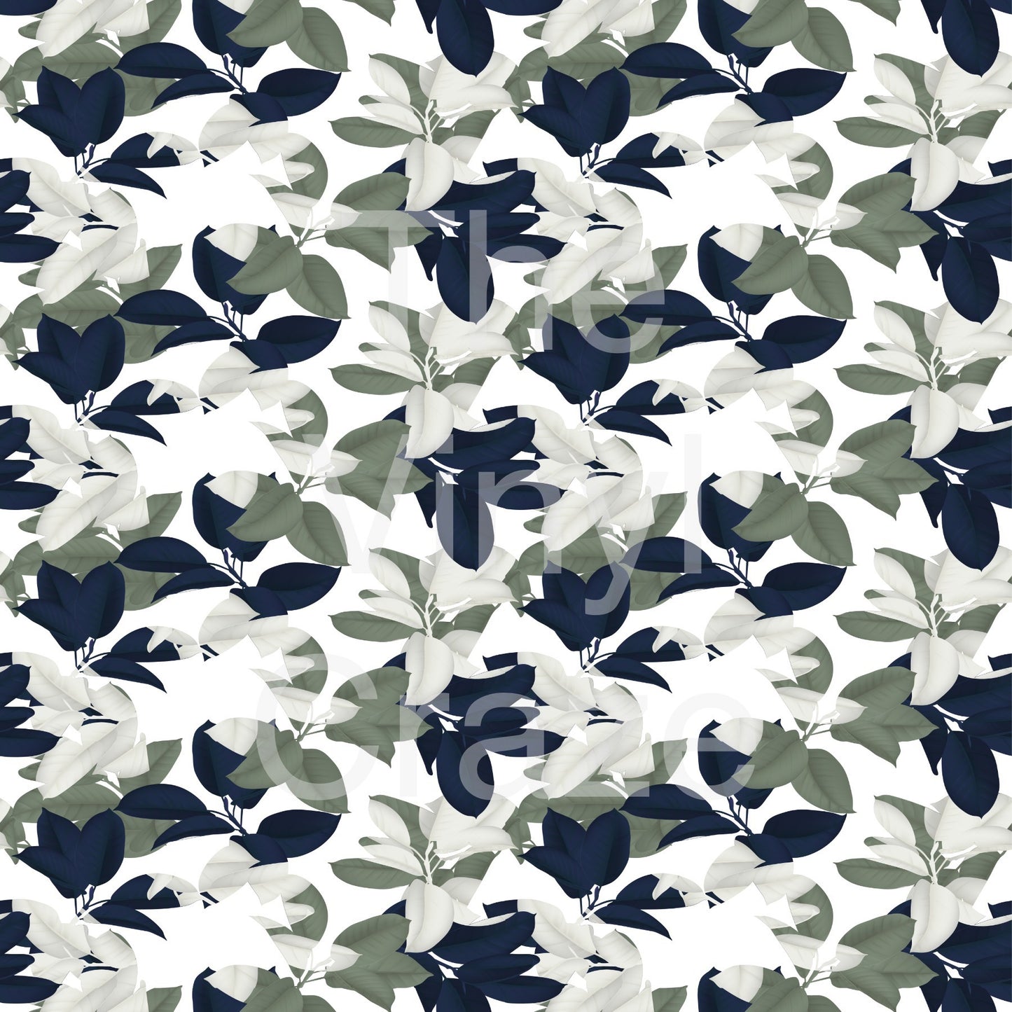 Blues And Greens Floral Background Adhesive Vinyl