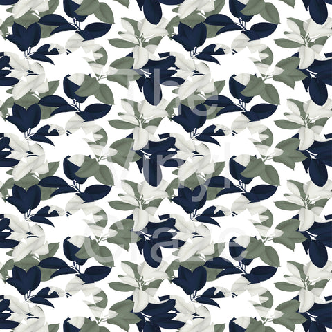 Blues And Greens Floral Background Adhesive Vinyl