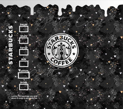 Black Damask Starbux Wrap Digital Download JPG