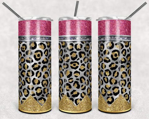 Pencil Leopard Silver 20 oz Skinny Adhesive Vinyl Wrap