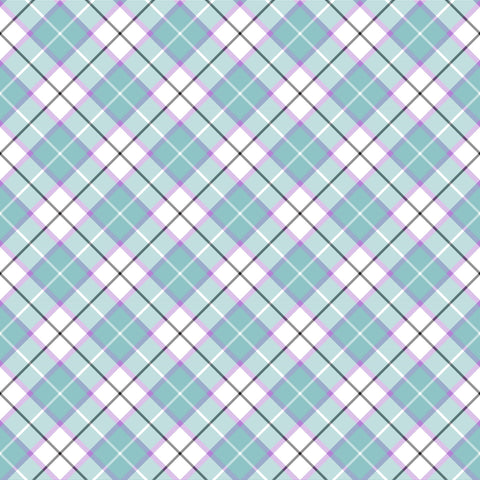 Teal And Purple Plaid - Adhesive Vinyl